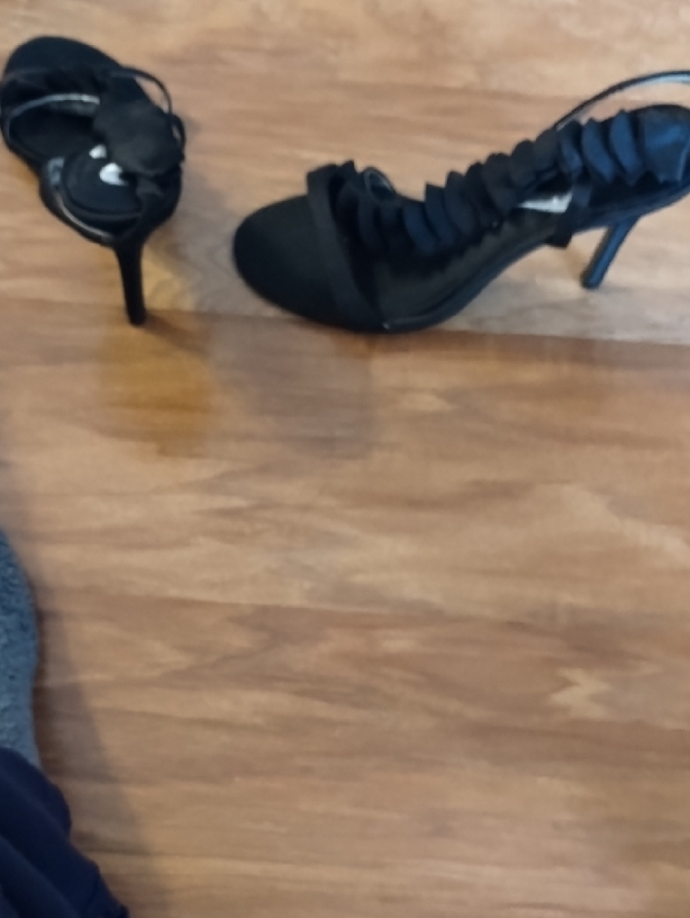 Nina Black Ruffle Slingback Sandals - Picture 3 of 4